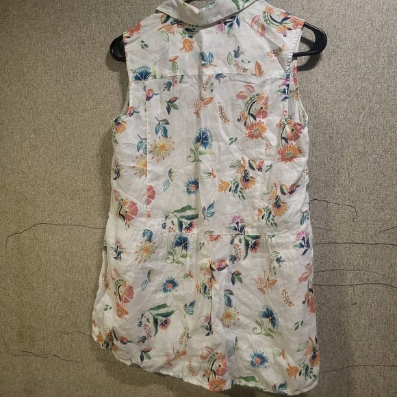 J. Jill Love Linen Tunic Top XS Petite 100% Linen Feminine Floral Whimsical - Picture 2 of 6